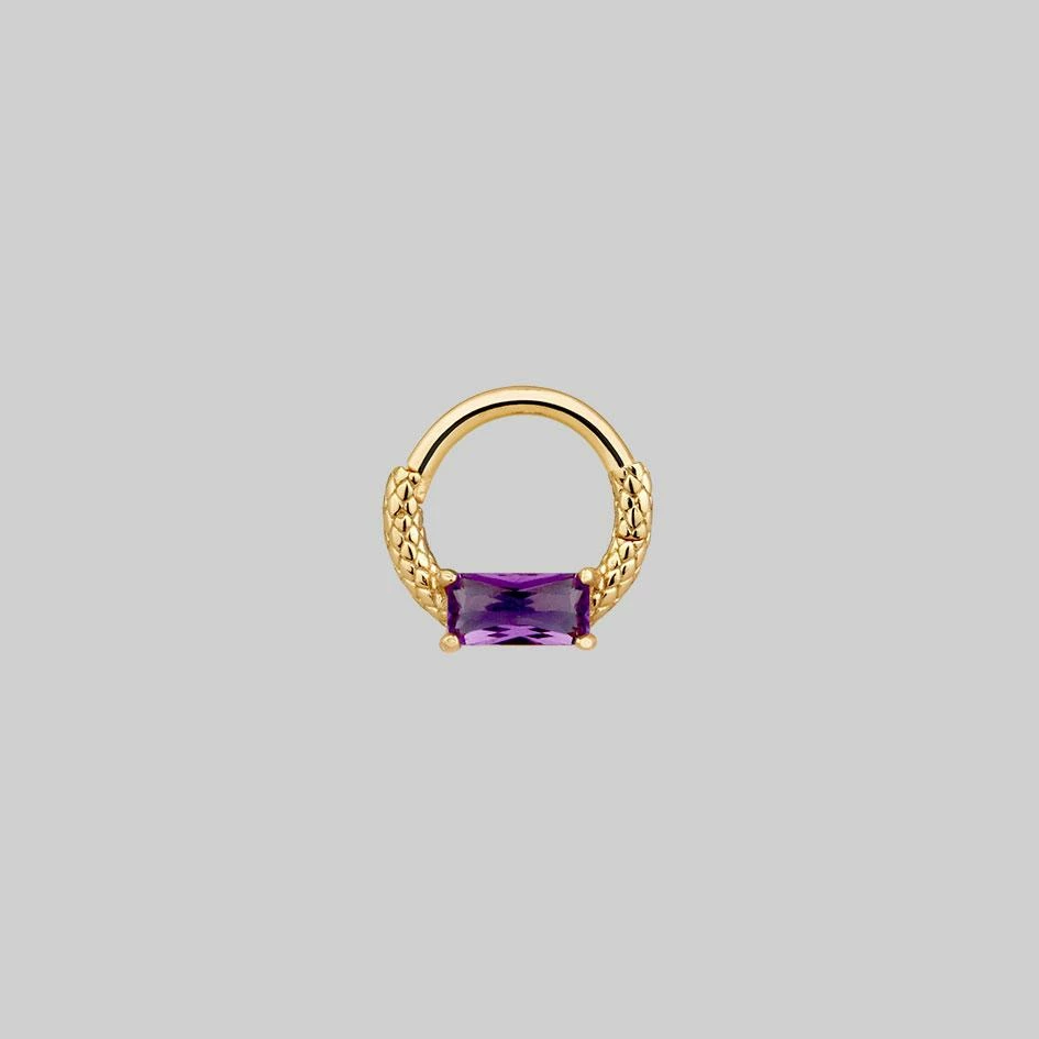 CLASSICS NYMPH. Amethyst Gold Clicker Ring - Septum 1 CLASSICS NYMPH. Amethyst Gold Clicker Ring - Septum