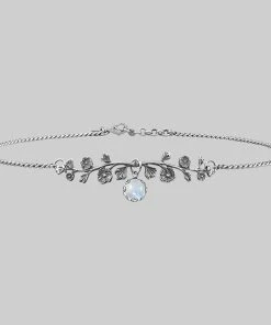 CLASSICS DARK BLOOM. Rainbow Moonstone Choker - Silver Necklaces & Chains