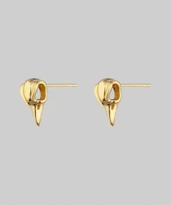 CLASSICS MERLA. Raven Skull Earrings - Gold