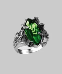 CLASSICS VERIDIAN. Dark Foliage Green Crystal Ring Rings