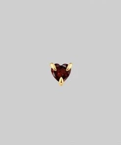 CLASSICS HEART & SOUL. Garnet Heart Stud Earring - Gold