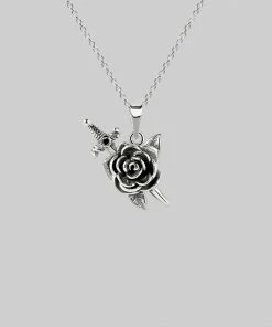 AW21 Necklaces & Chains RHAPSODY. Dagger Through Rose Necklace - Silver