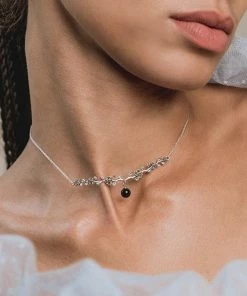 End Of Line DAMASK. Garnet Rose Foliage Collar Necklace - Gold Necklaces & Chains