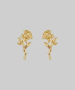 regalrose outlet shop 13 CLASSICS AMOR. Rose Stem Stud Earrings - Gold