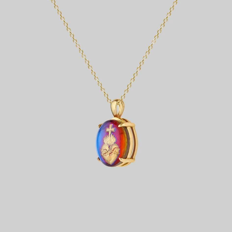 CLASSICS VIRTUE. Glass Sacred Heart Necklace - Gold 3 CLASSICS VIRTUE. Glass Sacred Heart Necklace - Gold