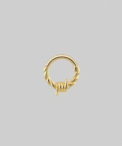 AW21 Earrings SURVIVAL. Barbed Wire Septum Clicker Ring - Gold