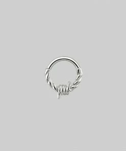 AW21 SURVIVAL. Barbed Wire Septum Clicker Ring - Silver Earrings