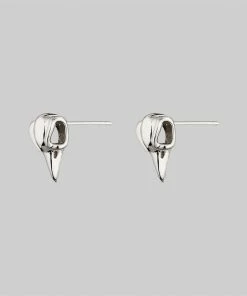CLASSICS MERLA. Raven Skull Earrings - Silver