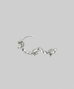 CLASSICS SURVIVAL. Symbolic Barbed Wire Clicker Hoop Earrings - Silver