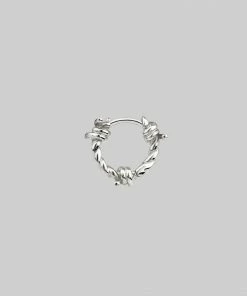 CLASSICS SURVIVAL. Symbolic Barbed Wire Clicker Hoop Earrings - Silver