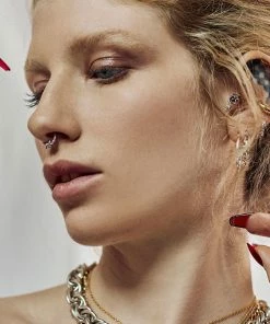 AW21 SURVIVAL. Barbed Wire Septum Clicker Ring - Silver Earrings