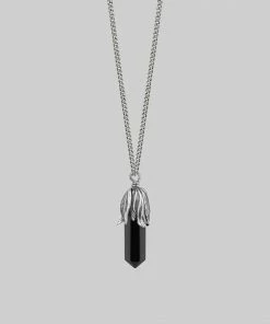 CLASSICS DEATH BLOOM. Black Agate Gemstone Necklace - Silver Necklaces & Chains