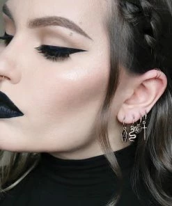 CLASSICS MORALITY. Skeleton Coffin Hoop Earrings - Silver