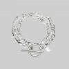 CLASSICS HARMONY. Double Wrap T-Bar Bracelet - Silver