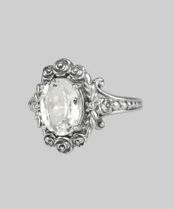 CLASSICS MARIA. Rose Wreath Clear Quartz Silver Cocktail Ring