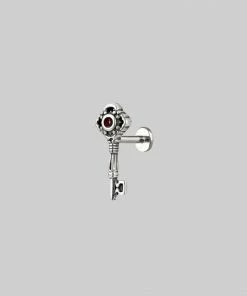 HALLOWEEN 2021 TWILIGHT. Skeleton Key Stud Earring - Silver Earrings