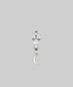 CLASSICS MOONLIGHT. Opal Moon Clicker Hoop Earrings - Silver