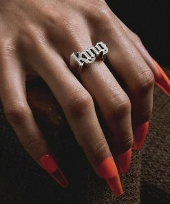 regalrose outlet shop 51 End Of Line Rings King Word Ring - Silver