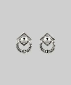AW21 DEFEND. Ornate Grand Door Knocker Earrings - Silver