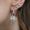 End Of Line IVY. Winter Leaf Hoop Earrings - Silver