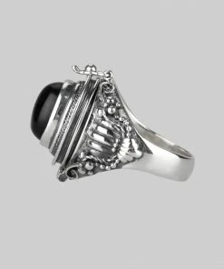 CLASSICS SAROS. Silver Poison Trinket Ring - Onyx Rings