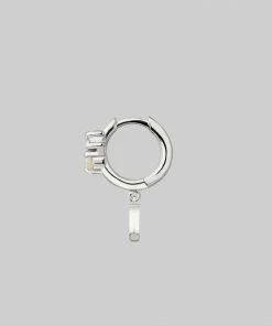 CLASSICS MOONLIGHT. Opal Moon Clicker Hoop Earrings - Silver