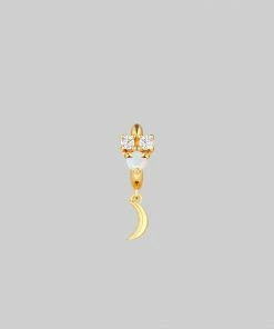 CLASSICS MOONLIGHT. Opal Moon Clicker Ring - Gold Earrings