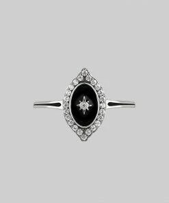 regalrose outlet shop 21 CLASSICS Rings REVERENCE. Oval Black Enamel Crystal Silver Ring