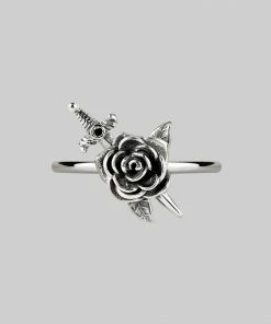 AW21 RHAPSODY. Dagger Through Rose Ring - Silver Rings