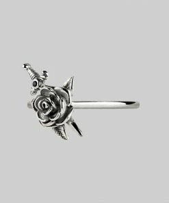 AW21 RHAPSODY. Dagger Through Rose Ring - Silver Rings
