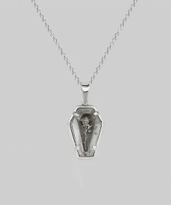 CLASSICS Necklaces & Chains REBIRTH. Rose Under Glass Coffin Necklace - Silver