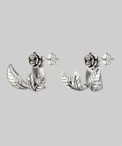 CLASSICS VERDURS. Rose & Foliage Earrings - Silver