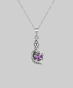 AW21 INSIDIOUS. Amethyst Coiled Snake Necklace - Silver Necklaces & Chains