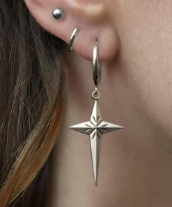 End Of Line ETERNITY. Starburst Cross Earrings - Silver