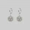 End Of Line LUMI. Sun Face Hoop Earrings - Silver