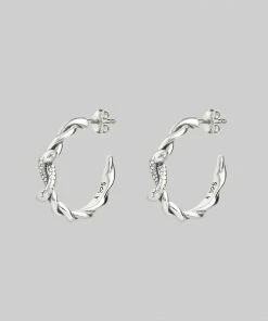 AW21 DEVISE. Double Headed Snake Twist Hoop Earrings - Silver