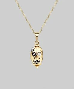 End Of Line REVENANT. Skull Poison Box Necklace - Gold
