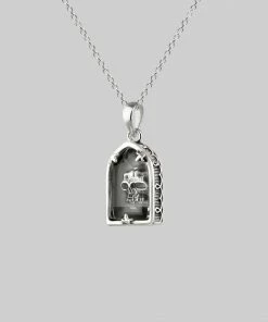 HALLOWEEN 2021 OMINOUS. Skull Under Glass Necklace - Silver