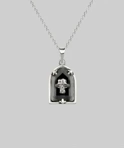 HALLOWEEN 2021 OMINOUS. Skull Under Glass Necklace - Silver