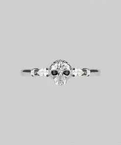 CLASSICS REMINISCENCE. Skull Head Onyx Silver Ring Gemstone Rings