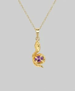 AW21 INSIDIOUS. Amethyst Coiled Snake Necklace - Gold