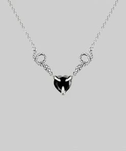 End Of Line DESIRE. Snakes & Heart Onyx Necklace - Silver Necklaces & Chains