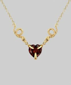 End Of Line Necklaces & Chains DESIRE. Snakes & Heart Garnet Necklace - Gold