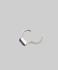 CLASSICS NYMPH. Amethyst Rectangle Clicker Ring - Silver Earrings 12 CLASSICS NYMPH. Amethyst Rectangle Clicker Ring - Silver Earrings