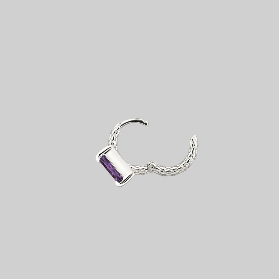 CLASSICS NYMPH. Amethyst Rectangle Clicker Ring - Silver Earrings 6 CLASSICS NYMPH. Amethyst Rectangle Clicker Ring - Silver Earrings