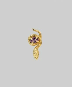 AW21 Earrings INSIDIOUS. Amethyst Coiled Snake Stud Earring - Gold