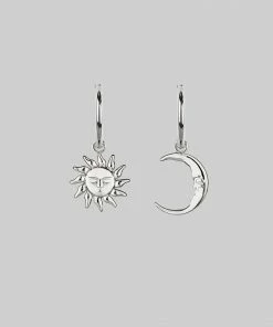 CLASSICS ELIN. Sun & Moon Hoop Earrings - Silver