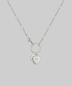 CLASSICS VALENTINA. Multi Heart Charm Clasp Necklace - Silver Necklaces & Chains