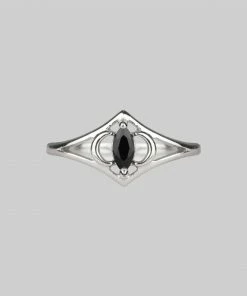 CLASSICS CELESTIAL. Two Moons Black Spinel Silver Ring Rings
