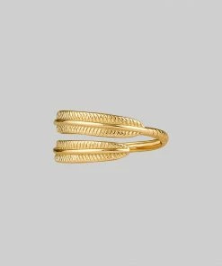 End Of Line AWAKEN. Feather Wrap Gold Ring